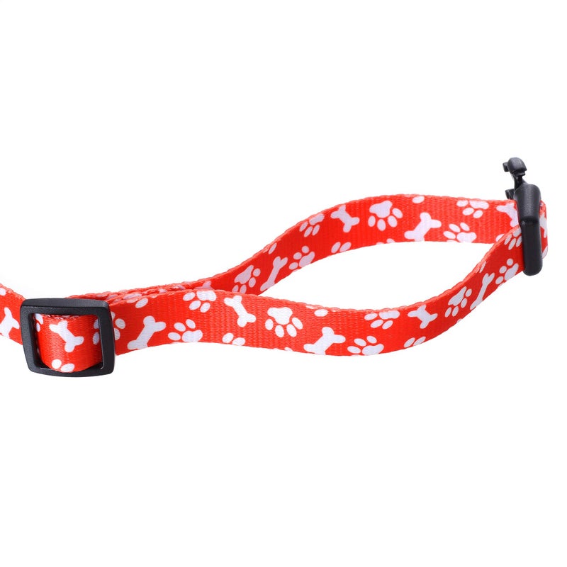 Mile High Life Dog Collar | Cute Puppy Collars | Lightweight Girl Dog Collar | Soft Boy Dog Collars | w Paws Bones Mustache Pattern (Red, Medium) - Image 5